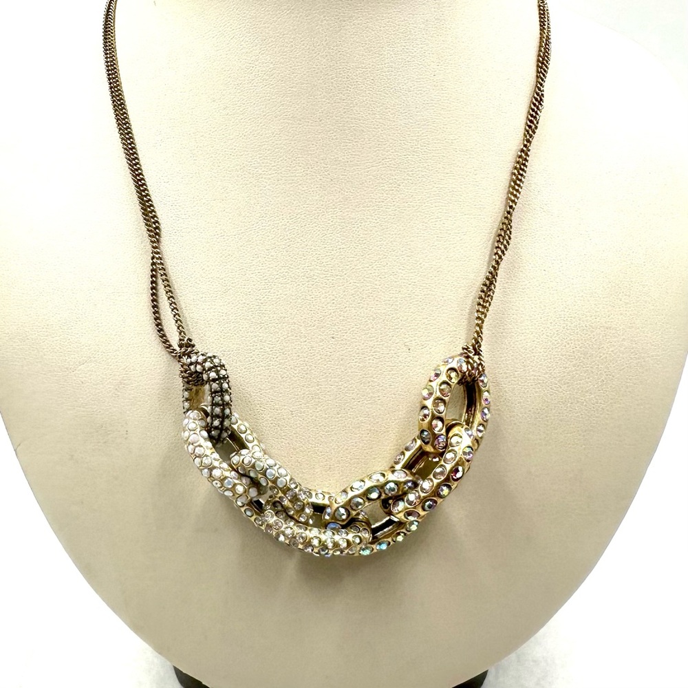 J. CREW PAVE CRYSTAL Aurora Borealis DOUBLE STRAND NECKLACE - Picture 3 of 8
